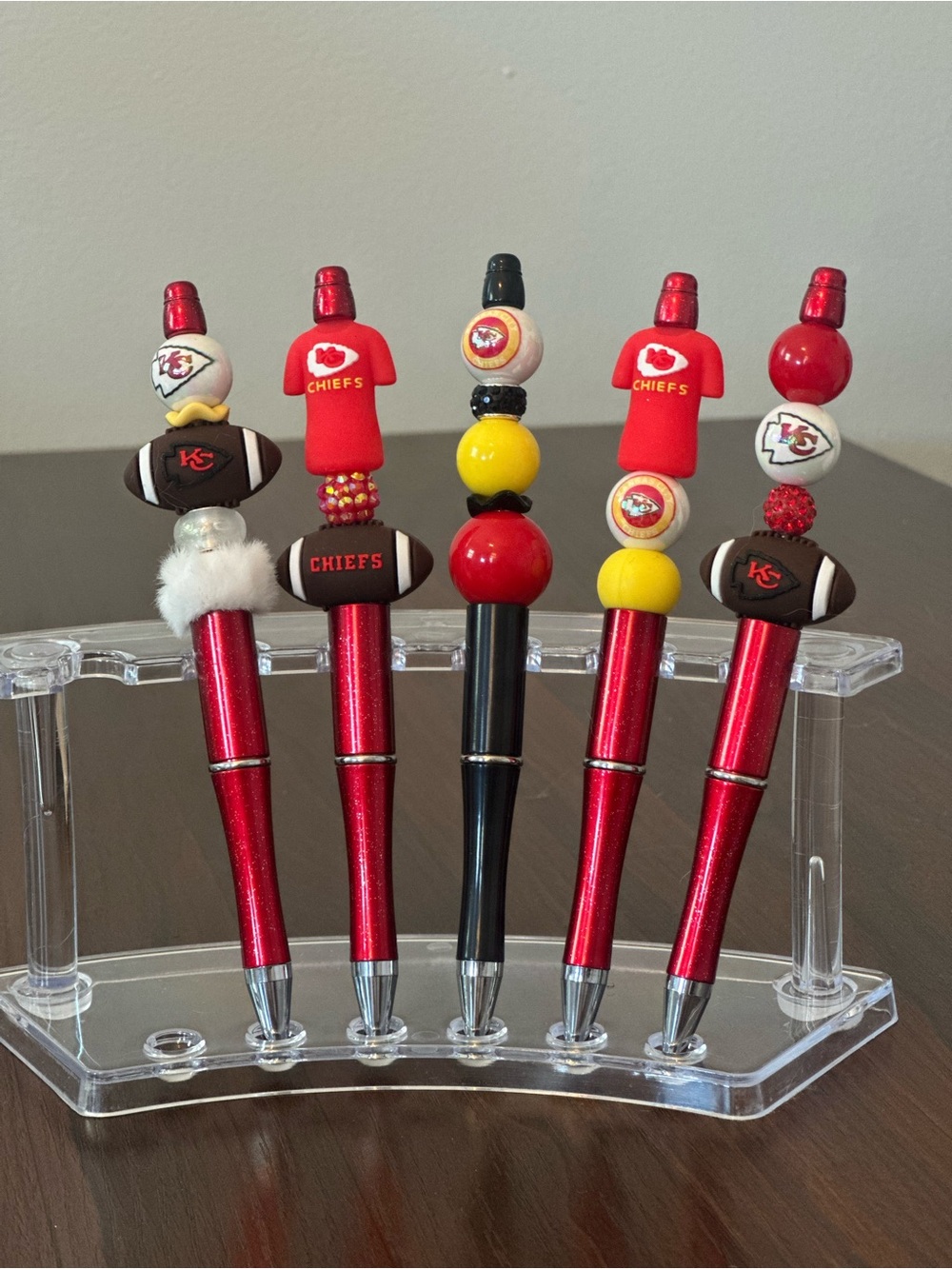 KC Chiefs Themed Red and Black Beaded Pen